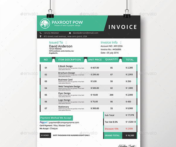 Simple Service Invoice Excel Template