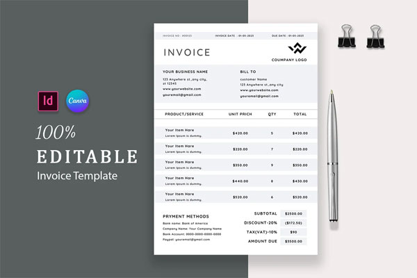 Simple Service Invoice Format