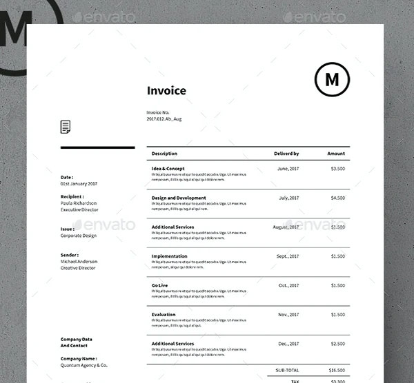 Simple Service Invoice Template Design