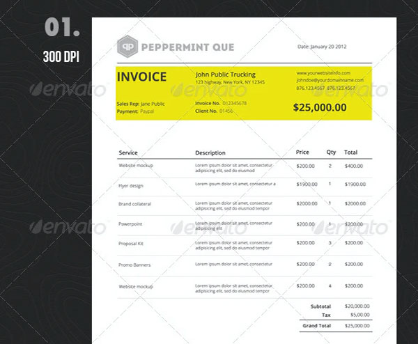 Swiss Style Sales Invoice Template