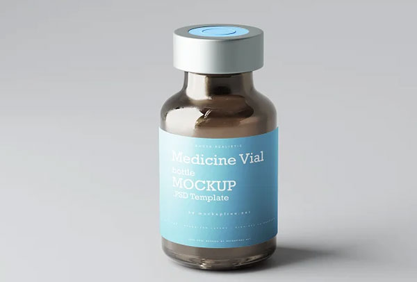 Vaccine Vial Bottle Mockups PSD Template