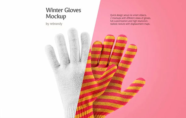 Winter Gloves PSD Mockup