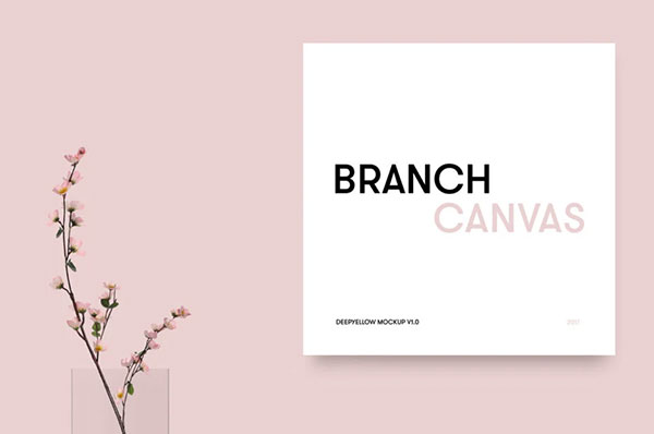 Free Branch Canvas Mockup Photoshop Template