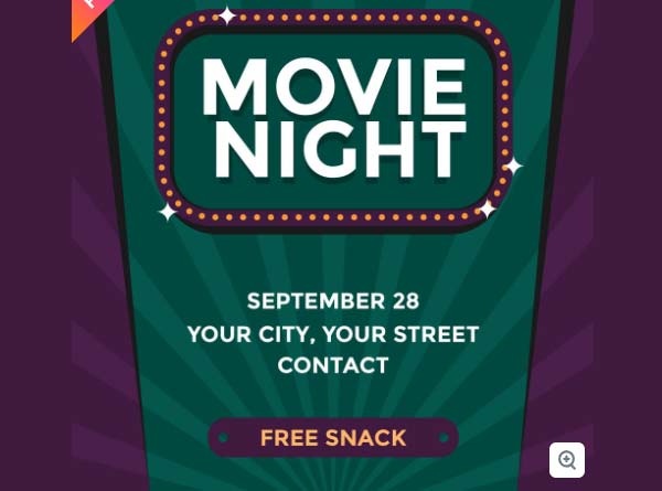 Free Movie Night Vector Flyer Template