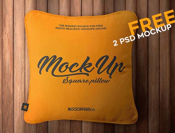 Free PSD Mockup Square Pillow