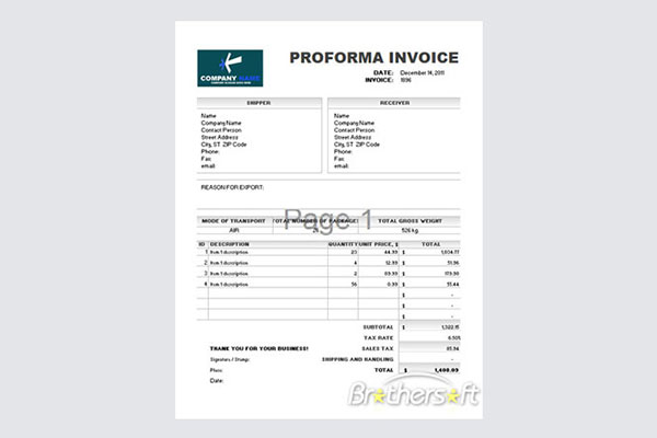 Free Simple Proforma Invoice Templates