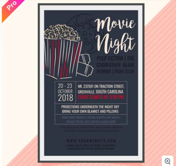 Free Vector Movie Night Flyer Template