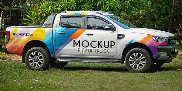 Free Vehicle Branding Truck Mockup