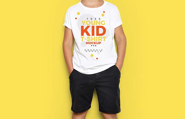 Free Young Kid T-Shirt Photoshop Mockup
