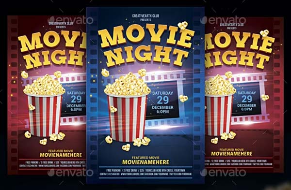 Fully Editable Movie Night Flyer