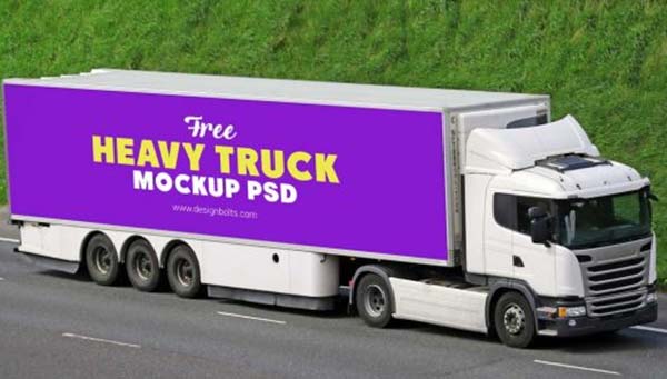 Heavy Cargo Truck Free PSD Mockup