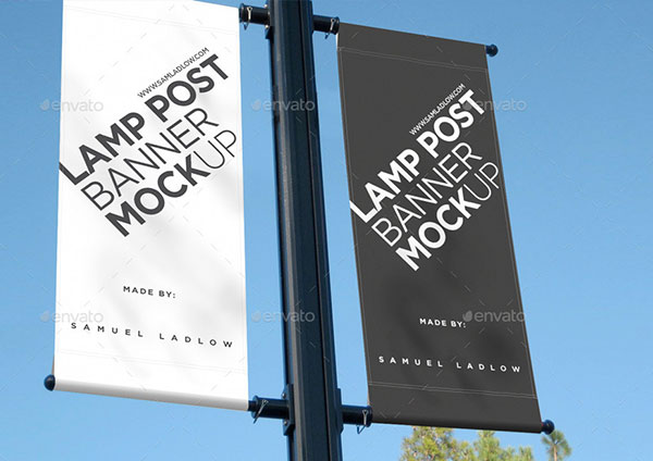 Lamp Post Banner Mockup Template
