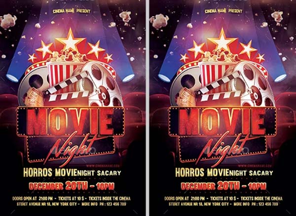 PSD Editable Movie Night Flyer