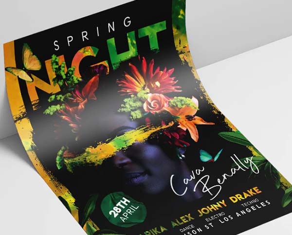 Photoshop Free Spring Night Flyer Design