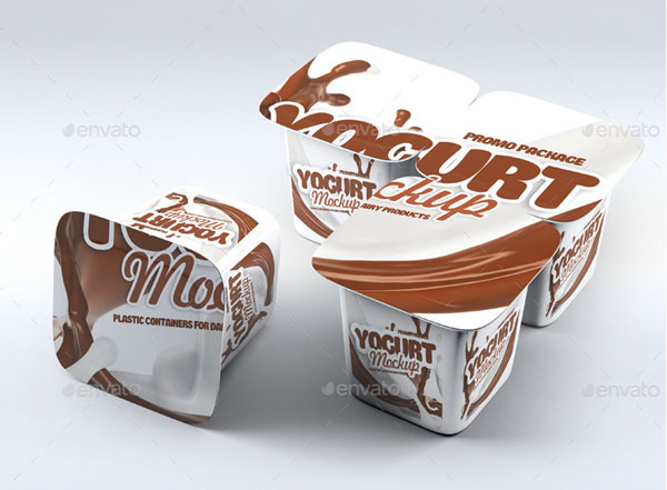 Plastic Containers for Dairy Bowl Mockup