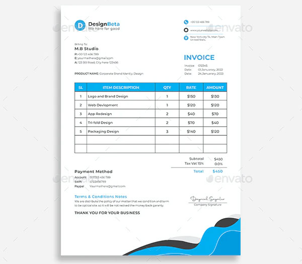 Simple Proforma Invoice InDesign Template