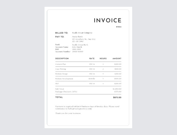 Simple Proforma Invoice Template