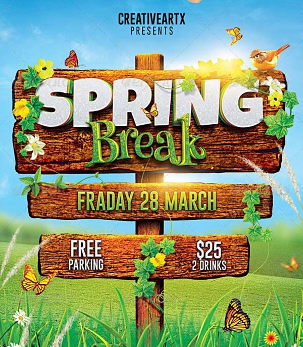 Spring Break Party Flyer Template