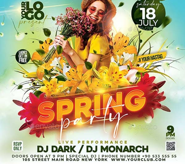 Spring Party Flyer Design
