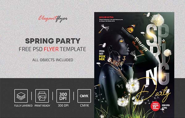 Spring Party Free Flyer Template