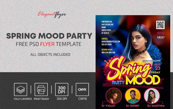 Spring Party Mood Free Flyer Template