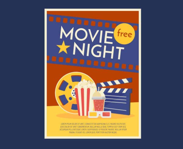 Vector Free Movie Night Flyer Template