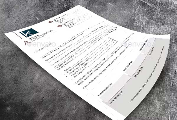 A4 Business Tutoring Contract Template