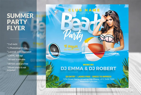 Amazing Beach Party Flyer PSD Design