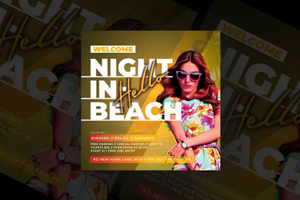 Amazing Night In Beach Party Flyer