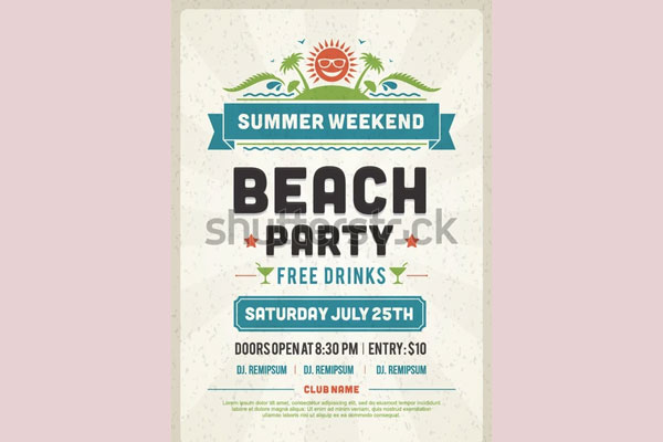 Amazing Retro Beach Party Flyer Template