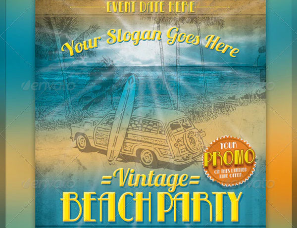 Amazing Vintage Beach Party Flyer