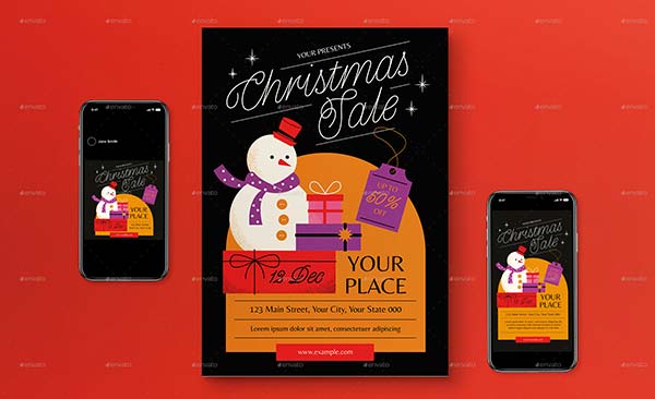 Black Modern Christmas Sale Flyer Template