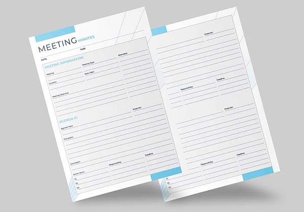 Blank Meeting Minutes Printable Template