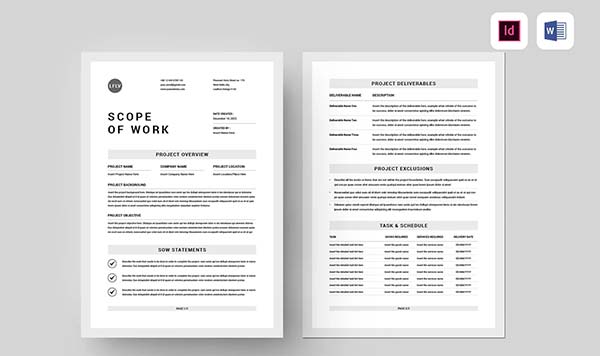 Blank Scope Of Work MS Word And Indesign