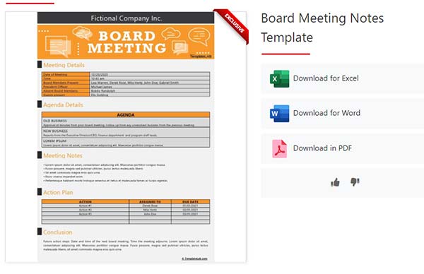 Board Meeting Template
