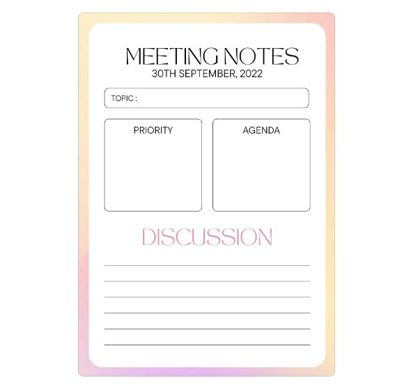 Business Meeting Notes Blank Template