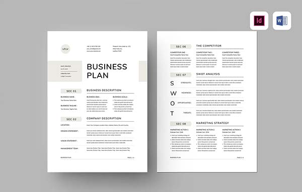 Business Plan MS Word and Indesign Files