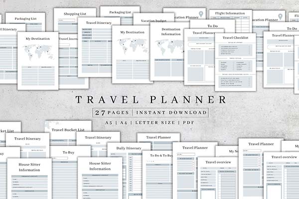 Digital Travel Planner Templates