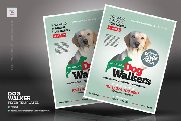 Editable Dog Walker Flyer Template