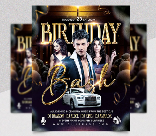 Free Birthday Bash Party Flyer Template