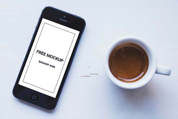 Free Iphone and Coffee Cup Mockup