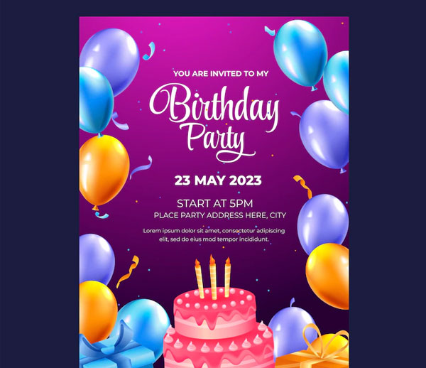 Free Realistic Birthday Party Flyer