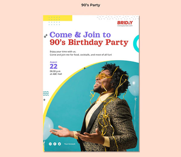 Free Retro Birthday Party Flyer Template
