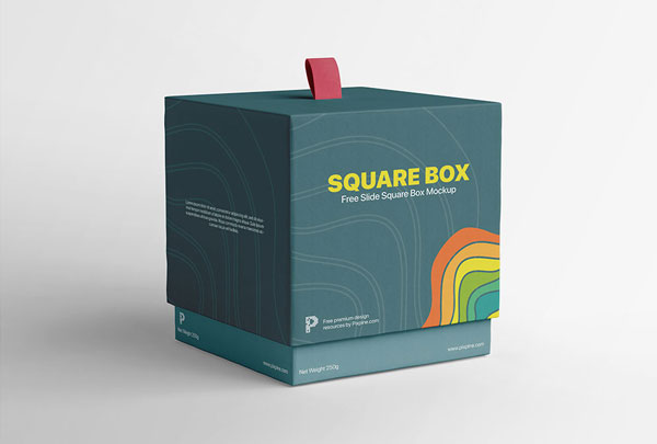 Free Slide Square Box Mockup