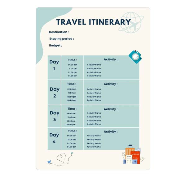 Illustration Travel Itinerary Planner