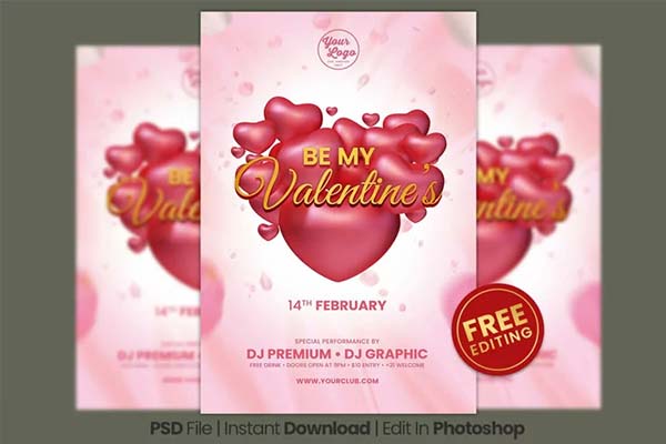 Modern Valentines Party Flyer Template