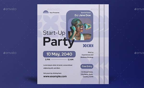 Purple Modern Start-up Party Flyer