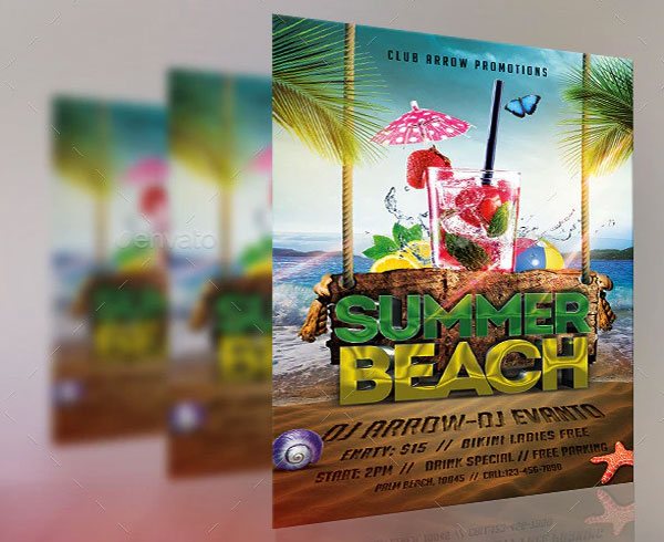 Simple Summer Beach Party Flyer Template