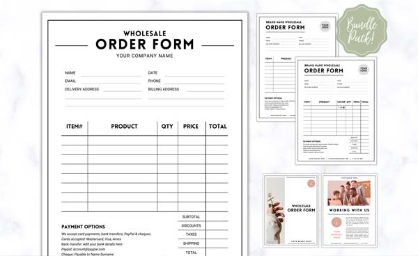 Blank Wholesale Order Form Word Template