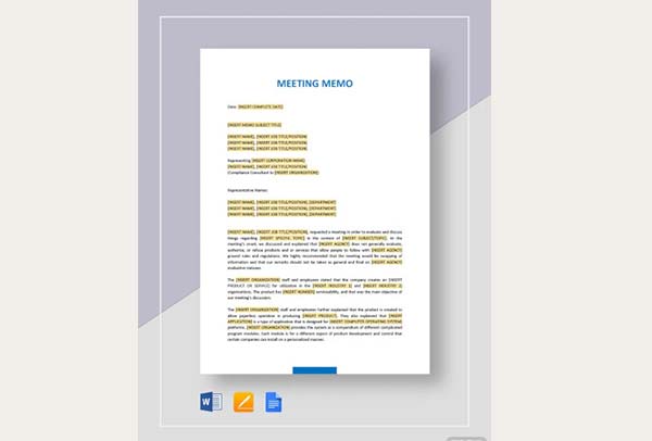 Editable Meeting Memo Template